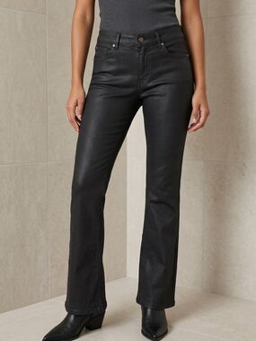Pilcro Anthropologie Black Coated High-Rise Boot Cut Jeans